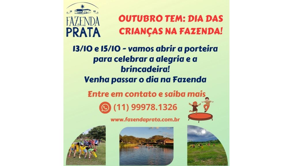 Outubro tem: dia das crianças na Fazenda Prata!